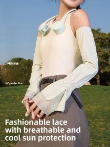 MiiOW | Cat Lady Lace Splice Womens Summer New Outdoor UV Protection Bicycle Riding Cool Feeling Sunscreen Ice Sleeve Covers Nylon