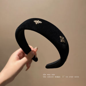 Black Velvet Hairband Womens High Hairline Pressing Hair Washing Face Headband Elegant New 2024 Hair Clip Headwear