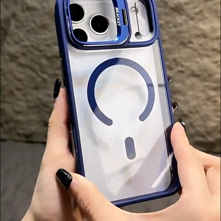 Matte Transparent Magnetic Case For iPhone 17 16 15 14 13 Pro Max Camera Stand Holder Lens Bumper Protection Case