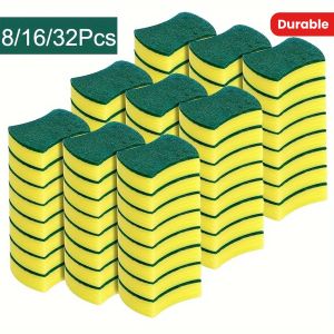 Multipurpose 8/16/32pcs Cleaning Sponge Set Durable Double-Sided Scouring Pad Perfect for Kitchen and Household Use