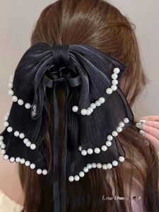 Kẹp Tóc Thắt Nút Bướm Ngọc Trai Cho Phụ Nữ Kẹp Tóc Đuôi Ngựa Cao Phụ Kiện Tóc Thời Trang Phong Cách Hàn Quốc Mới Về