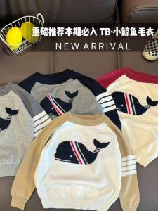 Childrens Knitted Cotton Sweater Autumn Winter Base Layer Top Korean Style Baby Boys Girls Crew Neck Pullover Inner Wear