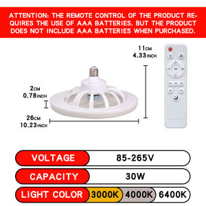 2 In 1 Ceiling Fan Lamps 3 Speeds Adjustable E27 Base Infinitely Dimmable for Living Room Bedroom Study LED Decorative Light