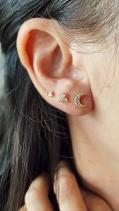 ต่างหูก้าน พระจันทร์เสี้ยว เพชร CZ