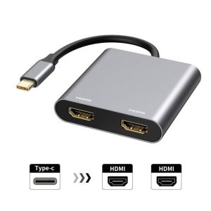USB Type C to Dual 4K HDTV Adapter for Thunderbolt 3 Protocol MST Three Screens With Different Displays