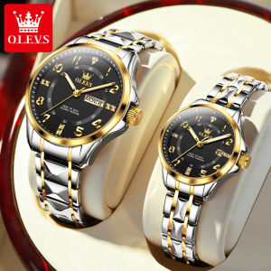 OLEVS Couples Watch Handsome And Elegant Waterproof Watch Quartz Movement Stainless Steel Strap Korean Style (2* Watches)