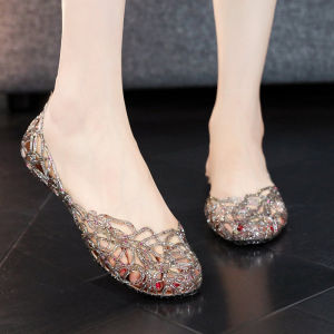 JIFANPAUL | Crystal Flat Plastic Sandal Slipper