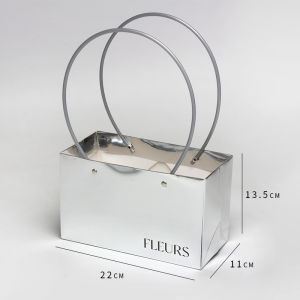 Túi Cầm Tay Mạ Bạc Roland Popular Fresh Flower Packaging Gift Box Lưng Bóng Chất Liệu Thủ Công Túi Cầm Tay Giấy