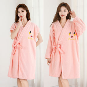 Pineapple Grid Water Absorbent Quick-Dry Thickened Wearable Bathrobe