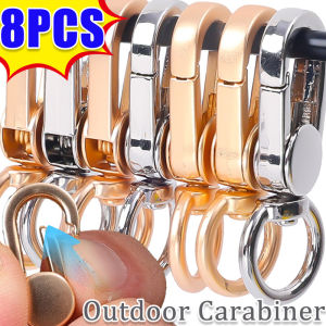 8Pcs Outdoor Carabiner Zipper Keychain Zinc Alloy 360° Rotatable Spring Backpack Buckle Umbrella Rope Quick Chain Hook Camping Hiking Adventure Tool