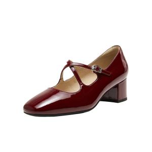 Belle | Red Thick Heel Mary Jane Shoe Leather Spring Wedding 2026