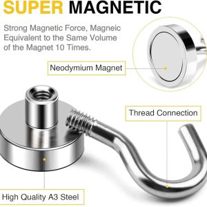 150 LB Heavy Duty Strong Magnet Hooks Strong Rare Earth Neodymium Hanging Magnet Hook Magnetic Hanger Magnetic Storage Holder