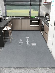 Kitchen Anti-Slip Oil-Resistant Washable PVC Floor Mat Home Use Simple Style Carpet Whole Room Durable Dirt-Resistant Pad
