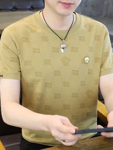 เสื้อยืดคอกลมแขนสั้นผ้าฝ้ายแท้สำหรับผู้ชาย ทรงหลวม ระบายอากาศได้ดี ทรงปกติ ฤดูร้อน 2025 เสื้อยืดผู้ชาย