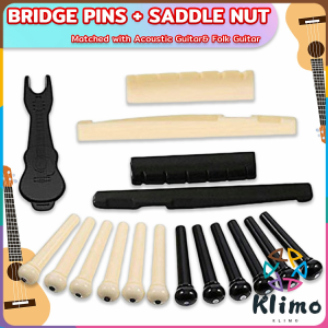 Klimo Guitar Saddle and Slotted Nut for 6 Strings Acoustic Guitar Parts Accessory Set