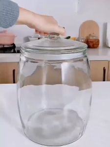 8 liters big jar glass container with stainless food cover airtight food container rice dispenser glass candy jar