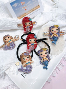 ริบบิ้นผมเจ้าหญิงปลาดุกสไตล์เกาหลี ริบบิ้นผมหางม้าประดับเพชร ยางยืดผมลายการ์ตูน วัสดุอื่นๆ ใหม่