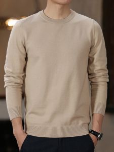 ROMON | Lormen Mens Round Neck Knitwear Thickened Warm Pure Color Inner Wear Base Layer Fashionable City Style Loose Fit Winter Top