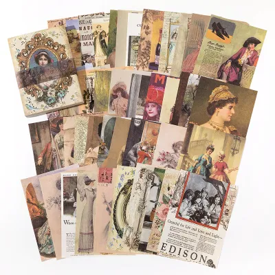 100 ชิ้น Vintage วัสดุไดอารี่อัลบั้มพื้นหลังกระดาษ DIY ตกแต่งกระดาษสี Scrapbooking ขยะวารสารเครื่องเขียน