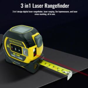 Máy Đo Khoảng Cách Laser 3 Trong 1 Thước Dây Màn Hình LCD Có Đèn Nền Thiết Bị Đo Lường Xây Dựng Dụng Cụ Điện Tử Kèm Pin