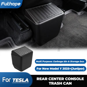 Futhope Rear Trash Can for Tesla Model Y Juniper Storage Box Cover Press Open Design Non-Destructive Installation