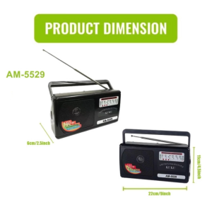 AM-5529 FM/AM/TV/SW Portable Radio High Sensitivity Antenna Rechargeable Speaker