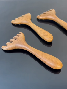 LD-C1370 Sisir Pijat Kepala Motif Kayu / Sisir Tanduk Rusa Menggaruk Kulit Kepala Head Massager