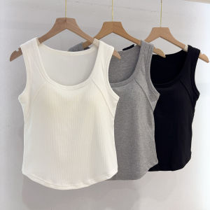 Tagkita 2029 Days Lyocell Bamboo Cotton Fixed Cup Vest with Chest Pad Slimming Base Layer Anti-Light Strapless Tank Top