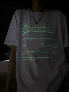 Original Design Couples Glowing T-Shirts Short Sleeve Loose Fit Mens Cotton Night Light Dance Party Summer Trend