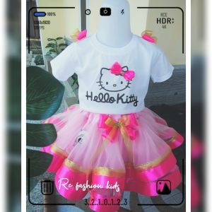 Set Rok Tutu Anak Perempuan Karakter Hellokitty Premium Viral Kekinian 1-10 Tahun