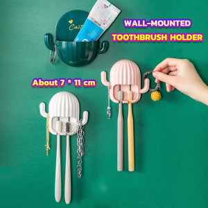 MaxPlus Creative Cactus Wall-Mounted Toothbrush Holder Free Punching Bathroom