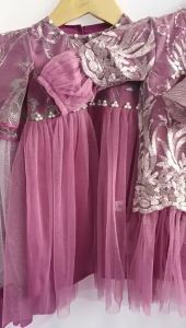 Gamis Anak Set Hijab Aisy DUSTY UNGU usia 0-12 tahun