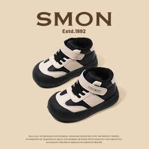 Childrens Warm Fleece Lined Sports Shoes Fall Winter New Style Boys Slip-On Shoes Girls Cotton Shoes Anti-Slip Rubber Sole