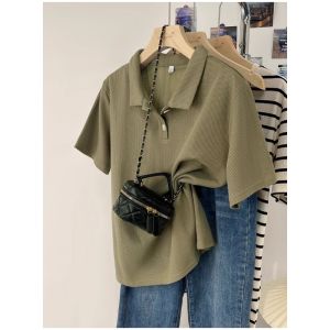 Áo Thun Tay Ngắn Cổ Polo Thường Ngày Cỡ Lớn 300 Pound Thiết Kế Vai Áo Ngắn Che Phủ Thịt Cho Nam Và Nữ Mùa Hè