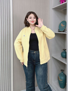 plus Size Spring Autumn Long Sleeve Stand Collar Baseball Jacket Short Casual Outerwear Women Loose Slimming Concealing Sweatshirt