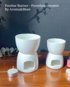 Aroma&More เตาอโรมา Fondue เตาเผาน้ำมันหอมระเหย เตาอุ่นน้ำมัน เตาอุ่นแวกซ์ เตาฟองดูว์เนื้อเซรามิกขาวเนื้อพอร์ซเลน แยกชิ้น มี 2 ขนาด งานสวย แข็งแรง