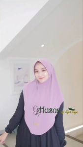 Husna Jilbab Instan Marwah Simple Size L Premium BY SUGIH JAYA - Bergo Polos dengan Antem Busa, Bahan Jersey Zoya Premium, Lembut dan Nyaman (PD 65 cm PB 75 cm)