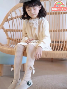 1-12 Tahun Kaus Kaki Panjang Import Anak Perempuan Pantyhose Hiasan Pita Tersedia Banyak Warna Polos legging rajut anak cewek import stocking kaki tertutup baby girl