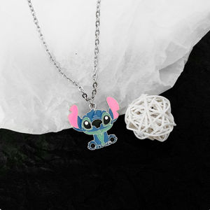 Disney Fashion Cartoon Cute Big Ear Stitch Couple Necklace Personalized Hip Hop Pendant Sweater Chain