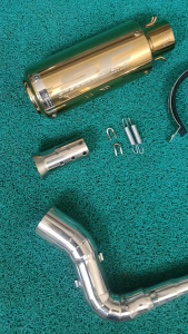 Suzuki Skydrive Sports Stainless Elbow + SC-Project Round + DB Reducer