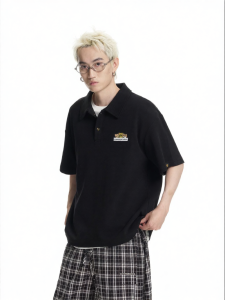 dangerouspeople | Childish Embroidery Campus Style Polo T-Shirt