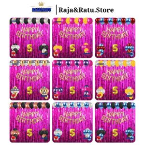 Paket Dekorasi Pesta Balon Happy Birthday Rosegold Set Dekor Ulang Tahun Tirai Pink Tua Simple