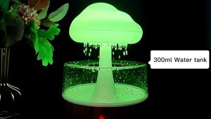 Raindrop Cloud Rain Humidifier LED Colorful Light Mushroom Cloud Essential Oil Aromatherapy Diffuser for Sleeping Home