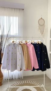 KARLA SHIRT(GL) - Baju Atasan Wanita Kemeja Katun Bordir dgn 8 ukuran S M L XL XXL 3XL 4XL 5XL Fashion Outfit Big Size Jumbo & Oversize