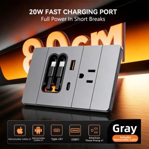 jabra | 20W Fast USB Charging Extendable Retractable Cord Ultra-thin Outlet 146
