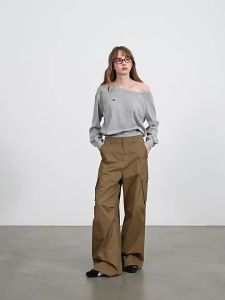 Korean Style Loose Wrinkle Big Pocket Work Pants
