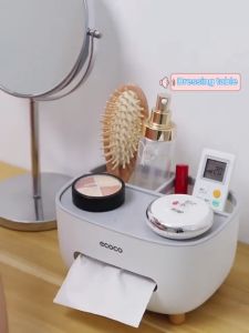 【SKIT SG】ECOCO Desktop Tissue Box Organizer Multi-function Toilet Paper Towel Storage Holder Dispenser Bathroom Accessories Remote Control