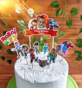 (Custom Foto) Topper / Hiasan Kue Ulang Tahun Karakter Boboiboy