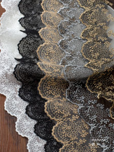 เส้นด้ายทองดำปักลายดอกไม้ชั้นใน DIY วัสดุงานฝีมือ เสื้อผ้าเสริม ขอบลูกไม้ ลายดอกไม้ชั้นใน 10 ซม. วัสดุงานฝีมือ