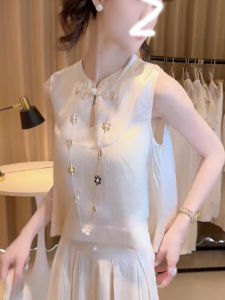 chaqi | Elegant Short Sleeveless Vest Summer Trend Street Style Lady Lightweight Draped Ageless Quality Fashionable Commute Fit Shirt